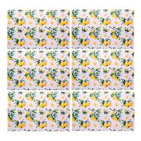 Jogo 6 Lugar Americano Retangular Mesa Limão Siciliano Plástico 43x28cm Lyor - 1