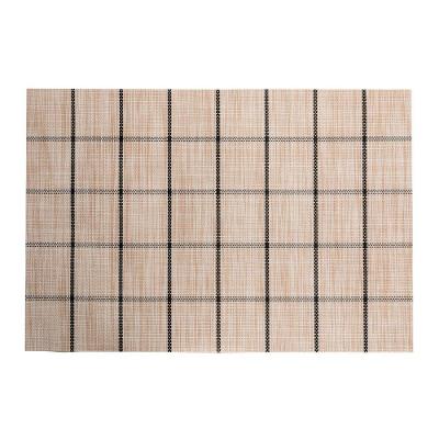 Jogo 4 Lugar Americano Retangular Mesa Pvc Grid Branco Preto 45x30cm Lyor