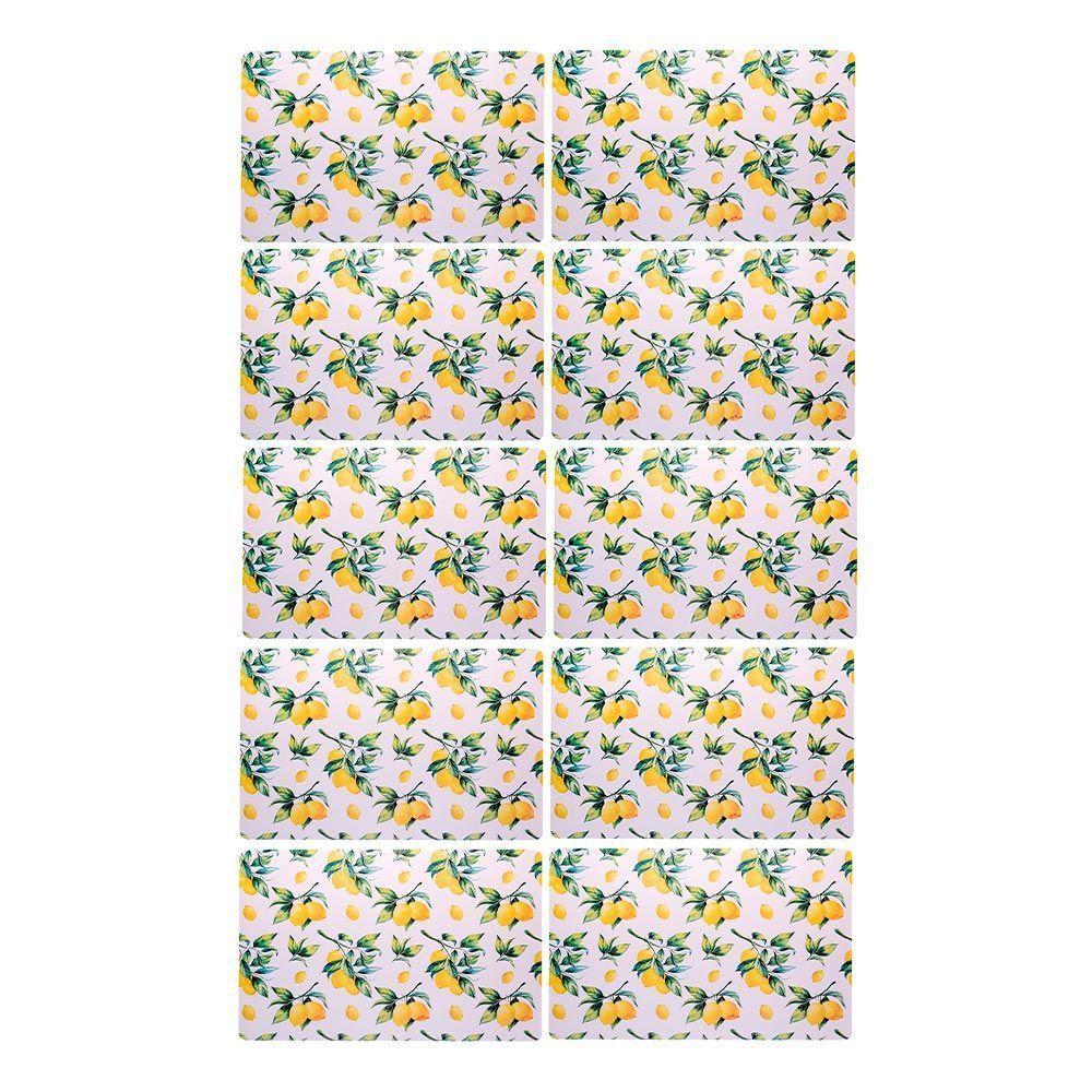 Jogo 10 Lugar Americano Retangular Mesa Limão Siciliano Plástico 43x28cm Lyor - 1
