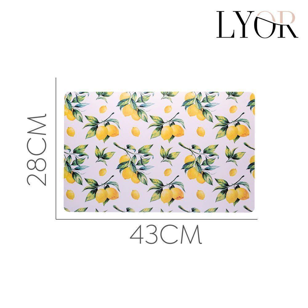 Jogo 10 Lugar Americano Retangular Mesa Limão Siciliano Plástico 43x28cm Lyor - 2