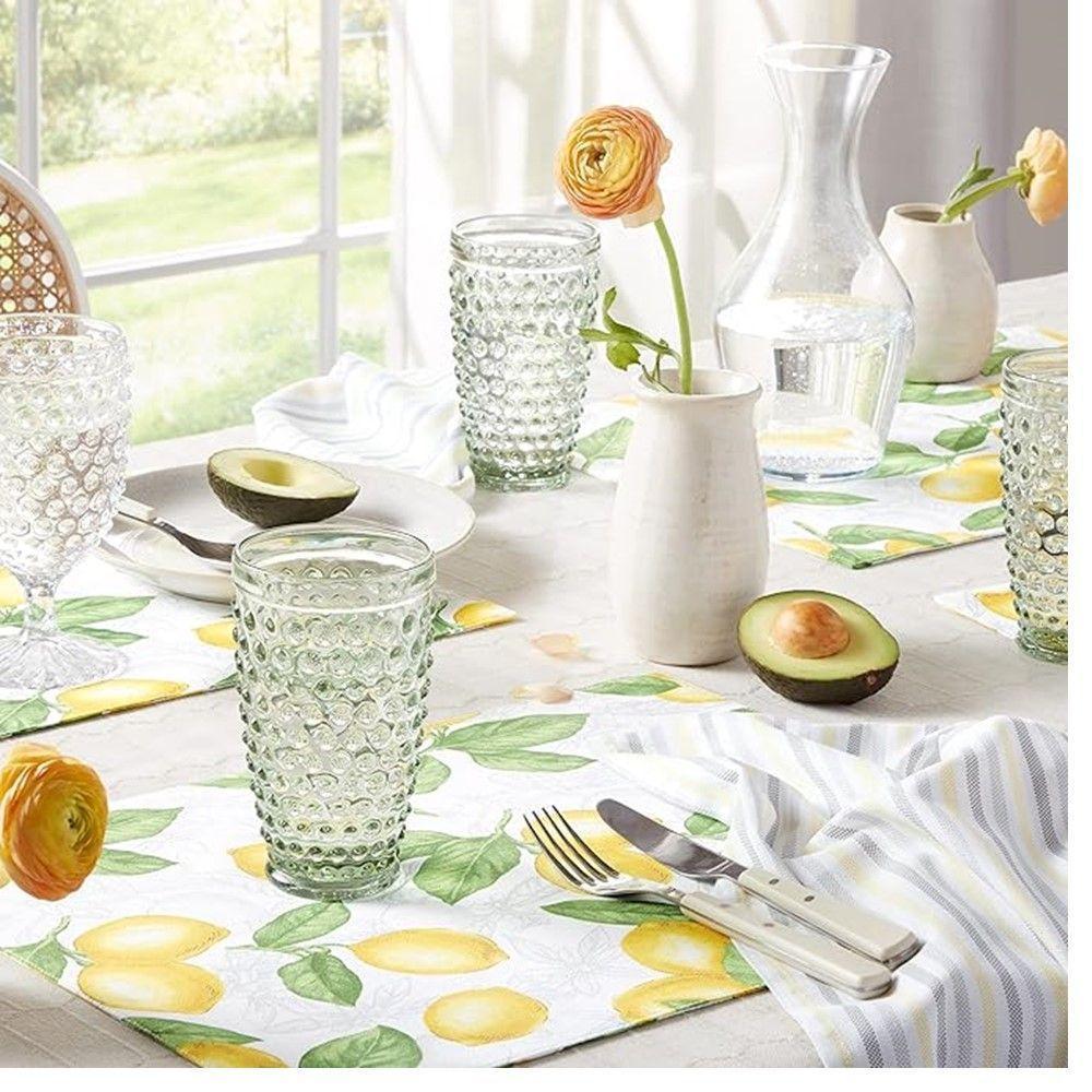 Jogo 10 Lugar Americano Retangular Mesa Limão Siciliano Plástico 43x28cm Lyor - 3