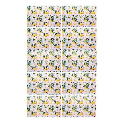 Jogo 10 Lugar Americano Retangular Mesa Limão Siciliano Plástico 43x28cm Lyor
