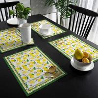 Jogo 10 Lugar Americano Retangular Mesa Limão Siciliano Plástico 43x28cm Lyor - 4