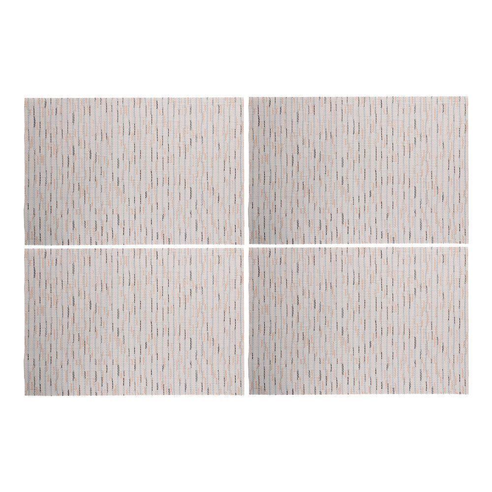 Jogo 4 Lugar Americano Retangular Mesa Pvc Carpet Bege 45x30cm Lyor - 1