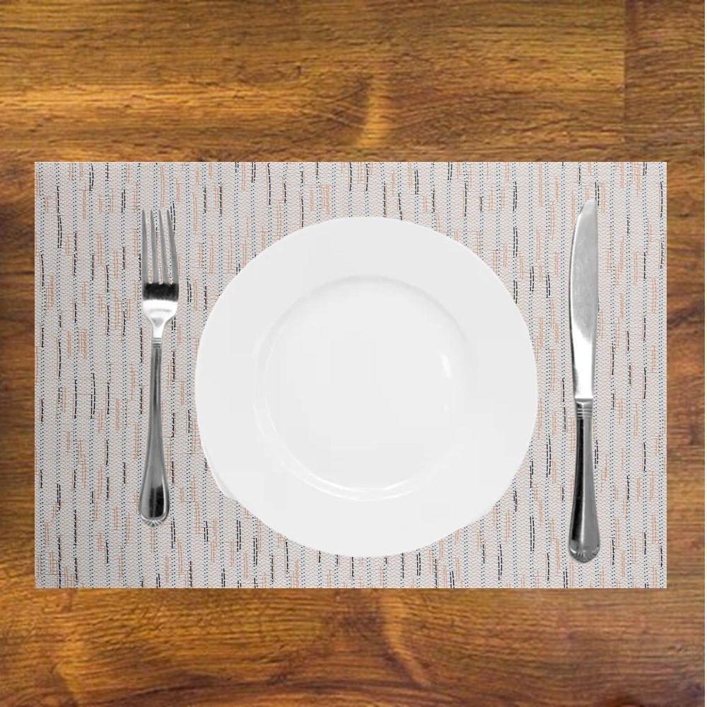 Jogo 4 Lugar Americano Retangular Mesa Pvc Carpet Bege 45x30cm Lyor - 6