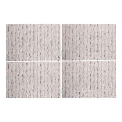 Jogo 4 Lugar Americano Retangular Mesa Pvc Carpet Bege 45x30cm Lyor
