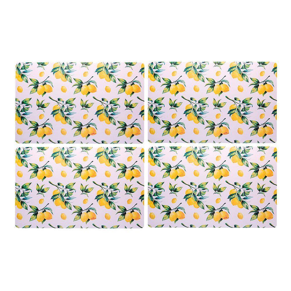 Jogo 4 Lugar Americano Retangular Mesa Limão Siciliano Plástico 43x28cm Lyor - 1