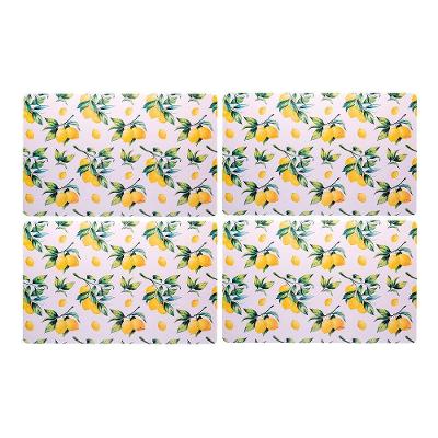 Jogo 4 Lugar Americano Retangular Mesa Limão Siciliano Plástico 43x28cm Lyor