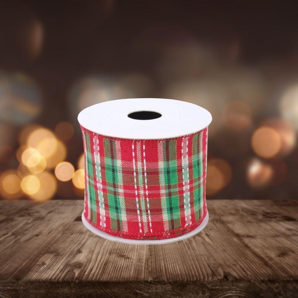 Fita Aramada Xadrez Vermelha Verde E Branco 6,3x914cm Cromus - 2
