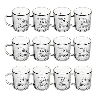 Jogo 12 Caneca De Vidro Preciso De Café Para Levantar Lyor 200ml