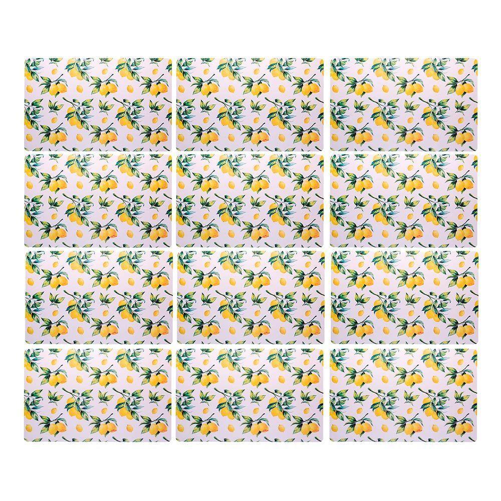 Jogo 12 Lugar Americano Retangular Mesa Limão Siciliano Plástico 43x28cm Lyor - 1