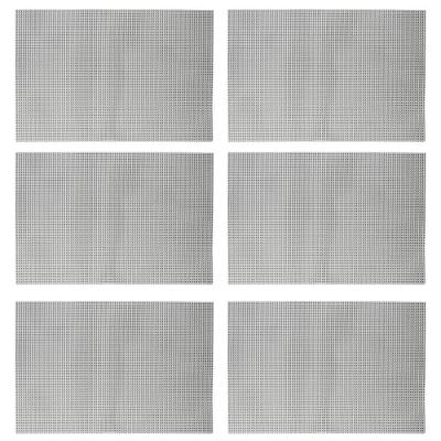 Jogo 6 Lugar Americano Retangular Mesa Pvc Dotted Cinza 45x30cm Lyor