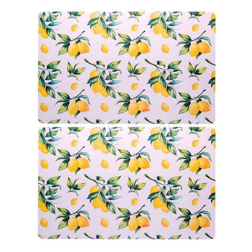 Jogo 2 Lugar Americano Retangular Mesa Limão Siciliano Plástico 43x28cm Lyor - 1