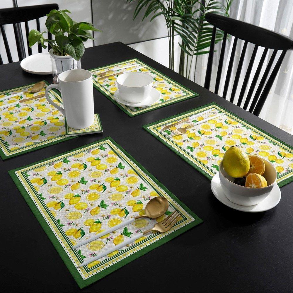Jogo 2 Lugar Americano Retangular Mesa Limão Siciliano Plástico 43x28cm Lyor - 5