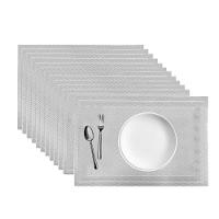 Jogo 12 Lugar Americano Retangular Mesa Prata 30x45cm Pp Em Casa Tem - 1