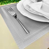 Jogo 12 Lugar Americano Retangular Mesa Prata 30x45cm Pp Em Casa Tem - 5