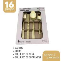Faqueiro 16 Peças De Aço Inox Santorini Champanhe Lyor - 6