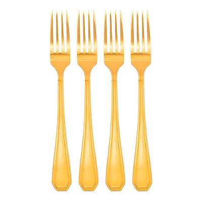 Jogo 4 Garfos Dourado De Mesa Jantar Victoria Gold Inox Fratelli
