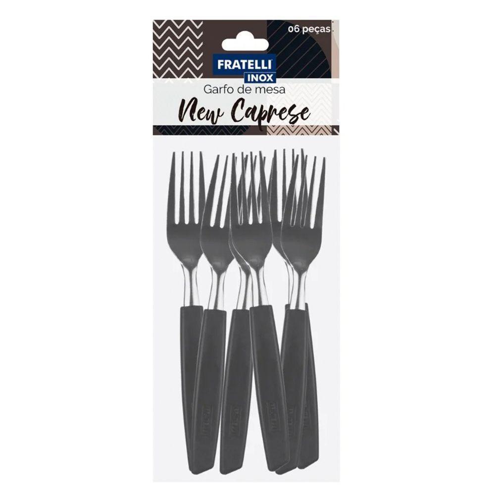 Jogo 12 Garfos De Mesa New Caprese Preto Fratelli Inox - 2