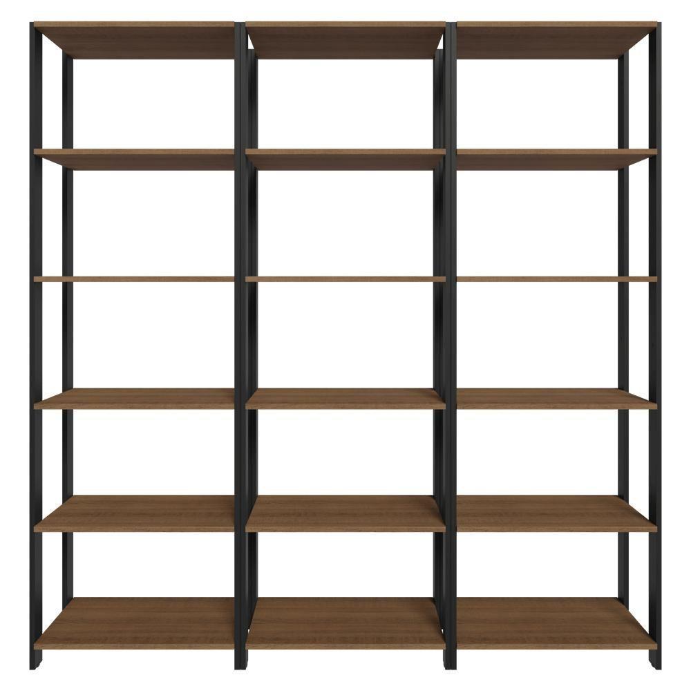 Armário Estante Multiuso Organizador Despensa 15 Prateleiras 177cm Rustic/preto Madesa - 6