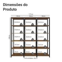 Armário Estante Multiuso Organizador Despensa 15 Prateleiras 177cm Rustic/preto Madesa - 3