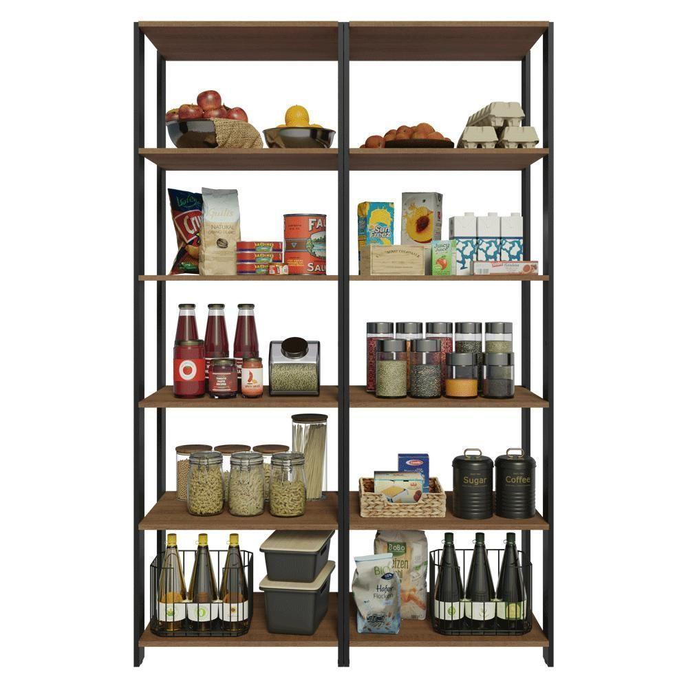 Armário Estante Multiuso Organizador Despensa 10 Prateleiras 118cm Rustic/preto Madesa - 4