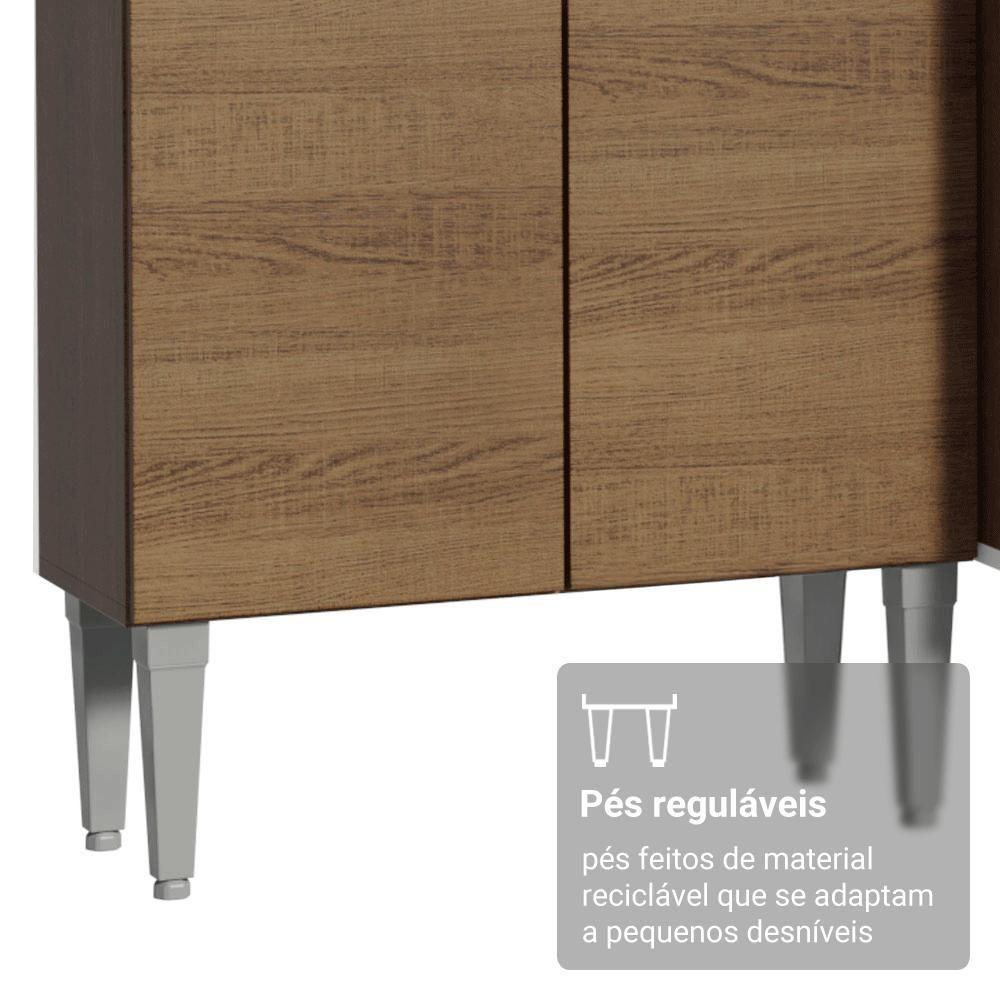 Kit Cozinha Balcão Gabinete 3 Portas 1 Gaveta E Armário Cozinha Despensa 5 Prateleiras Rustic/preto - 8