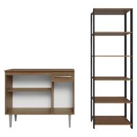 Kit Cozinha Balcão Gabinete 3 Portas 1 Gaveta E Armário Cozinha Despensa 5 Prateleiras Rustic/preto - 6