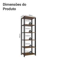 Armário Estante Multiuso Organizador Despensa 5 Prateleiras 59cm Rustic/preto Madesa - 3