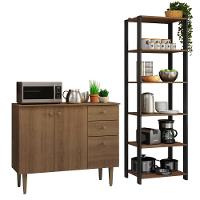 Kit Cozinha Balcão Gabinete 3 Portas 2 Gavetas E Armário Cozinha Despensa 5 Prateleiras Rustic/preto - 2