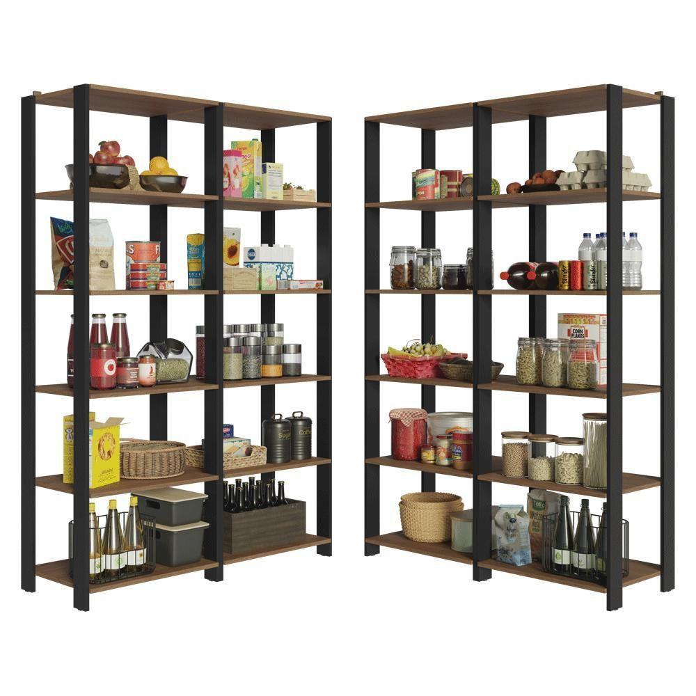 Armário Estante Multiuso Organizador Despensa De Canto 20 Prateleiras 236cm Rustic/preto Madesa - 2
