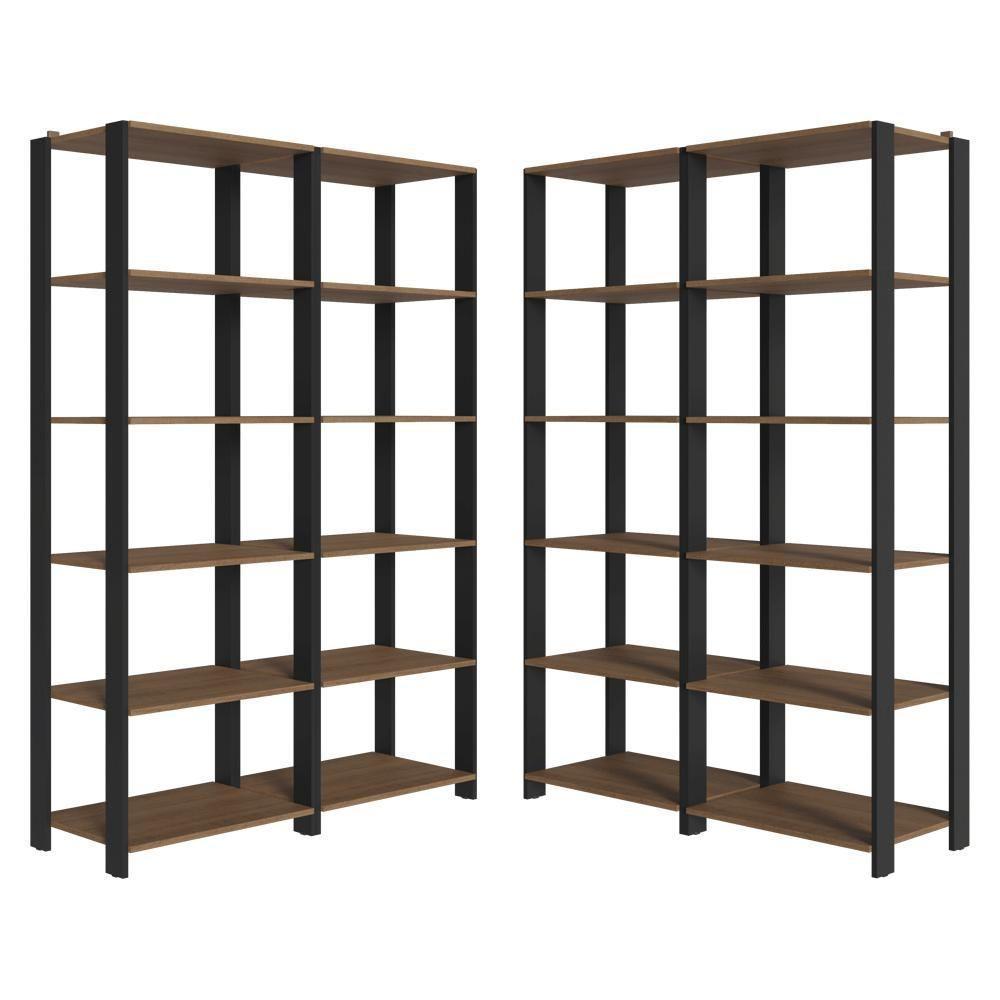 Armário Estante Multiuso Organizador Despensa De Canto 20 Prateleiras 236cm Rustic/preto Madesa - 6