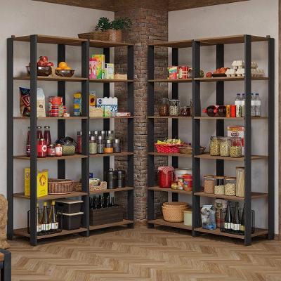 Armário Estante Multiuso Organizador Despensa De Canto 20 Prateleiras 236cm Rustic/preto Madesa