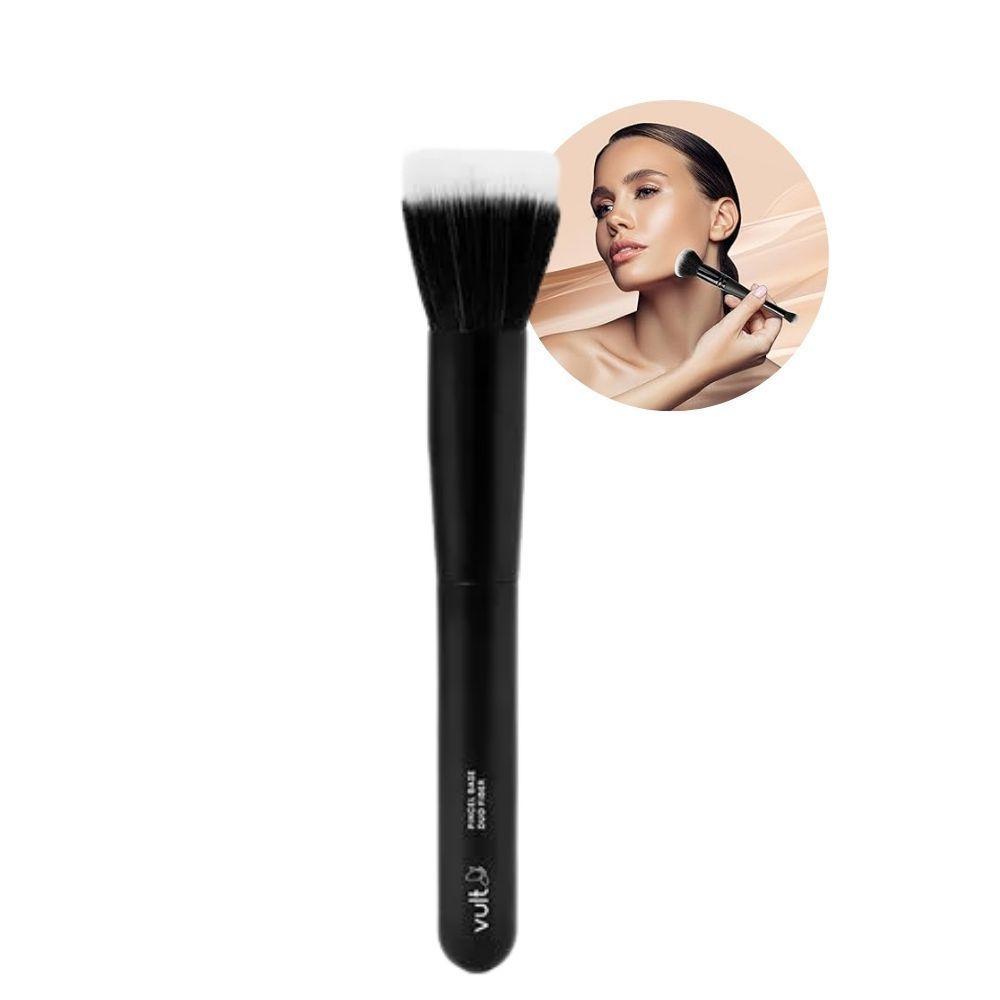 Pincel De Maquiagem Base Duo Fiber Fibra Dupla Duas Camadas Vult - 2
