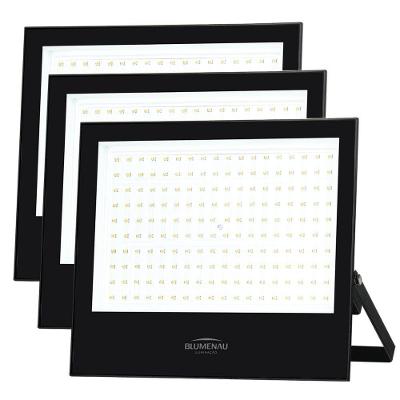 Kit 3 Refletor Blumenau De Led Slim 200w 6500k Preto Bivolt