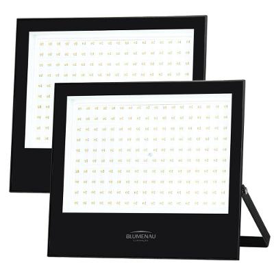 Kit 2 Refletor Blumenau De Led Slim 200w 6500k Preto Bivolt