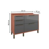 Gabinete De Cozinha Modulado Balcão Syrah 2 Portas E 3 Gavetas Com Tampo 120cm Amendoa-off White - Ronipa - 3