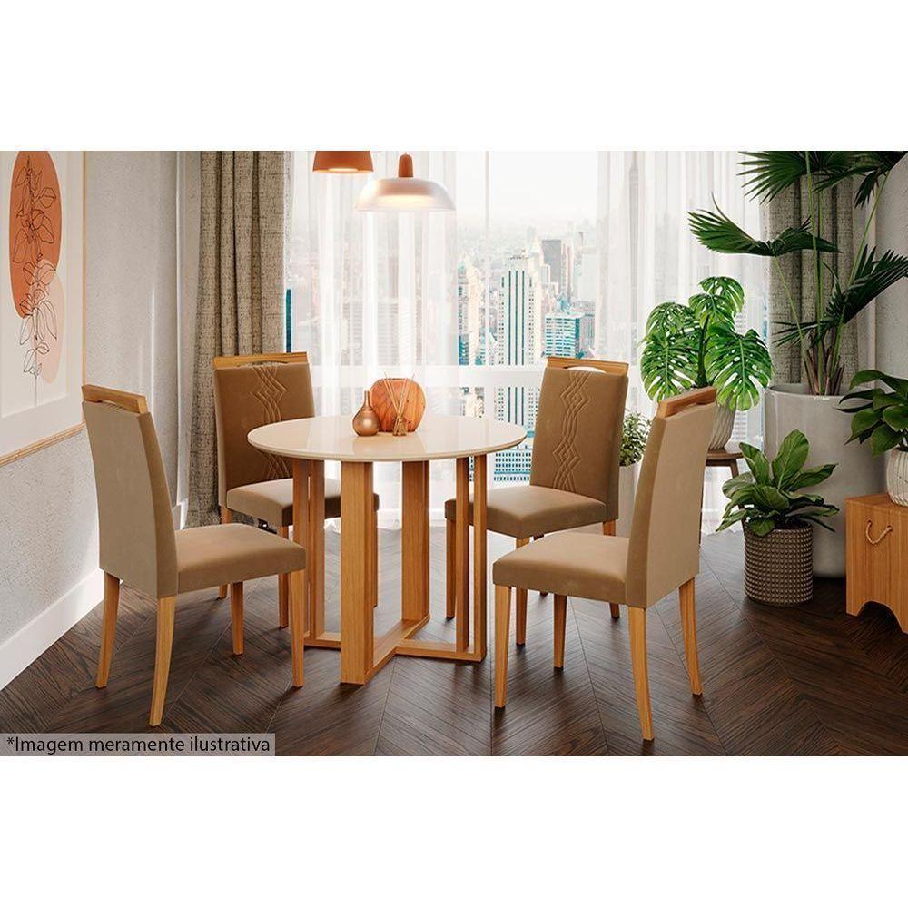 Mesa Para Cozinha Flora Com Tampo Madeirado 93cm Nature Off White Cimol - 5