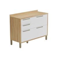 Gabinete P- Pia Cozinha Balcão Syrah 2 Portas E 3 Gavetas C- Tampo 120cm Amendoa-off White - Ronipa - 1