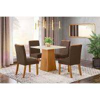 Conjunto Mesa De Cozinha Dora Tampo Madeirado 90x90cm E 4 Cadeiras Tauá Nature Linho Henn - 8