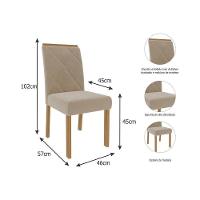 Sala De Jantar Completa Ana C- Tampo Madeirado C- Vidro 130x130cm E 8 Cadeiras Fernanda Savana-nature-madeirado-off White - Suede Nude Be - Cimol - 3