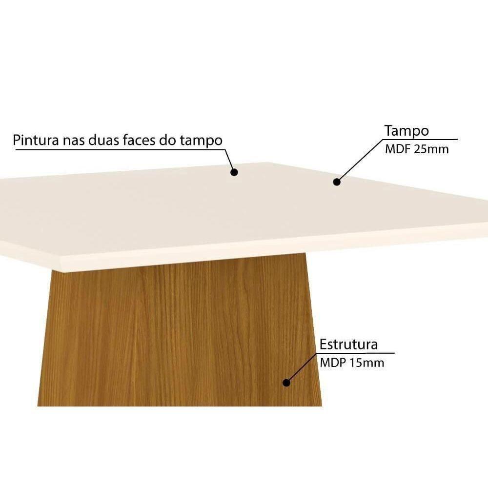 Conjunto Mesa De Cozinha Dora Tampo Madeirado 90x90cm E 4 Cadeiras Vita Nature Linho Henn - 4