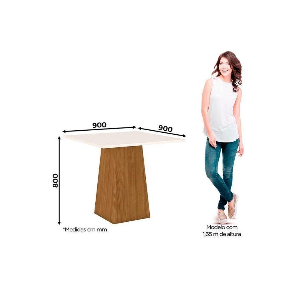 Conjunto Mesa Sala Jantar Dora Tampo Madeirado 90x90cm E 4 Cadeiras Vita Nature Linho Henn - 3