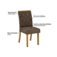 Conjunto Mesa Sala Jantar Dora Tampo Madeirado 90x90cm E 4 Cadeiras Vita Nature Linho Henn - 2