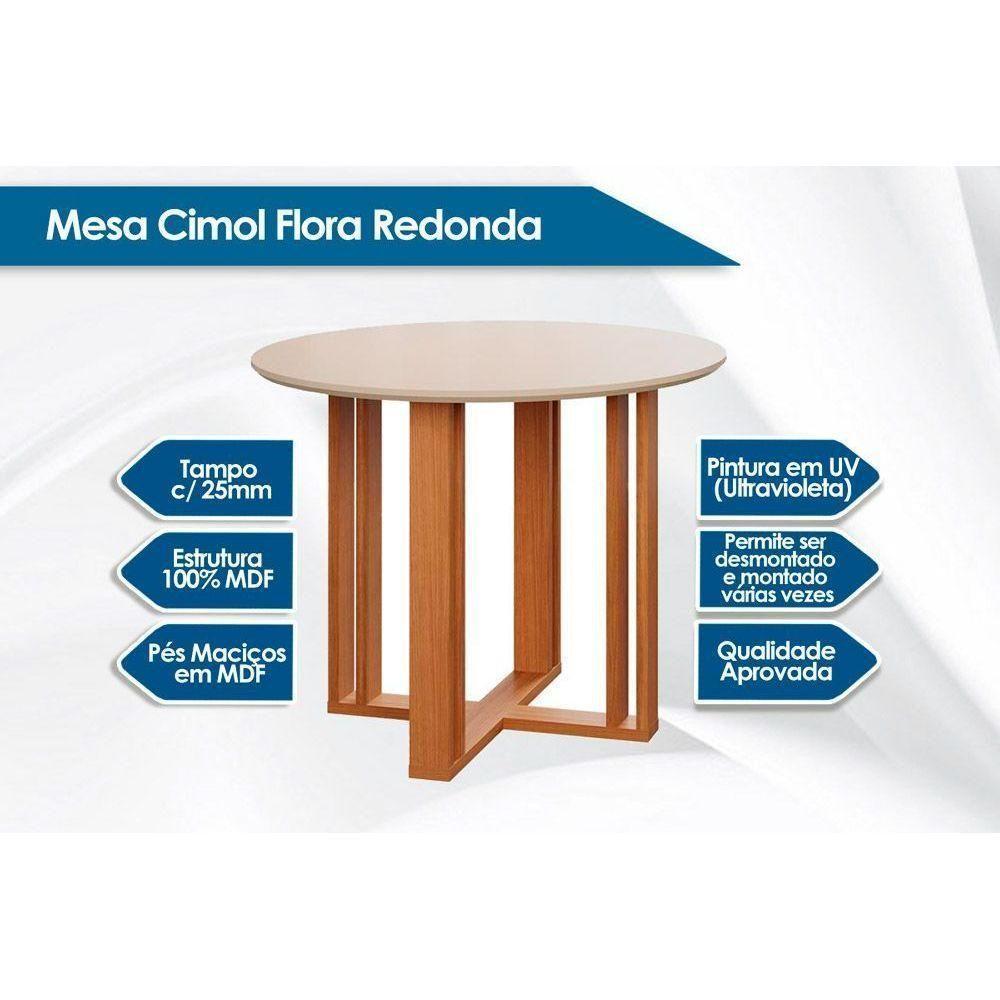 Sala De Jantar Completa Flora Com Tampo Madeirado 93cm E 4 Cadeiras Maia Cinamomo-suede Gengibre Bege - Cimol - 6