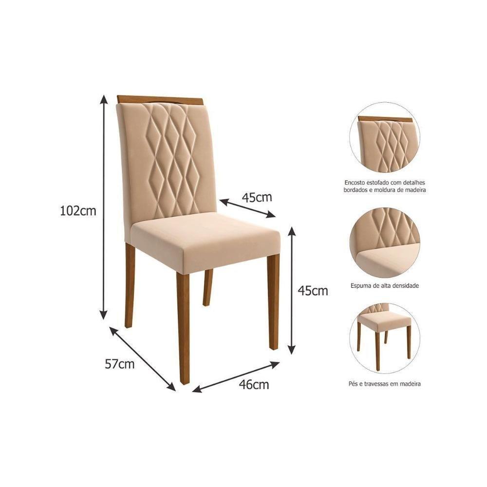 Sala De Jantar Completa Dani Madeira Maciça C- Tampo Madeirado C- Vidro 110cm E 4 Cadeiras Juliana Nature-madeirado-suede Nude Bege - Cimol - 7