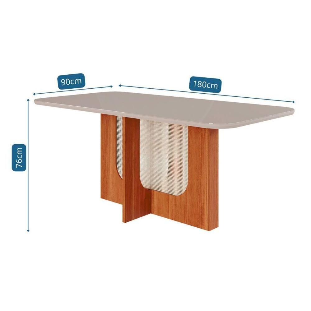 Sala De Jantar Completa Louise Tampo Madeirado C- Vidro 180x90cm E 6 Cadeiras Fernanda Cinamomo-off White - Nature-madeirado-suede Nu - Cimol - 5