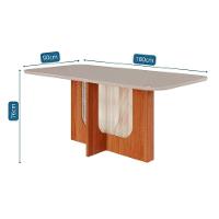 Sala De Jantar Completa Louise Tampo Madeirado C- Vidro 180x90cm E 6 Cadeiras Fernanda Cinamomo-off White - Nature-madeirado-suede Nu - Cimol - 5