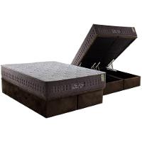 Cama Box Baú Queen: Colchão Molas Masterpocket Ensacadas New King Brown + Base Crc Suede Brown (158x198) - 1