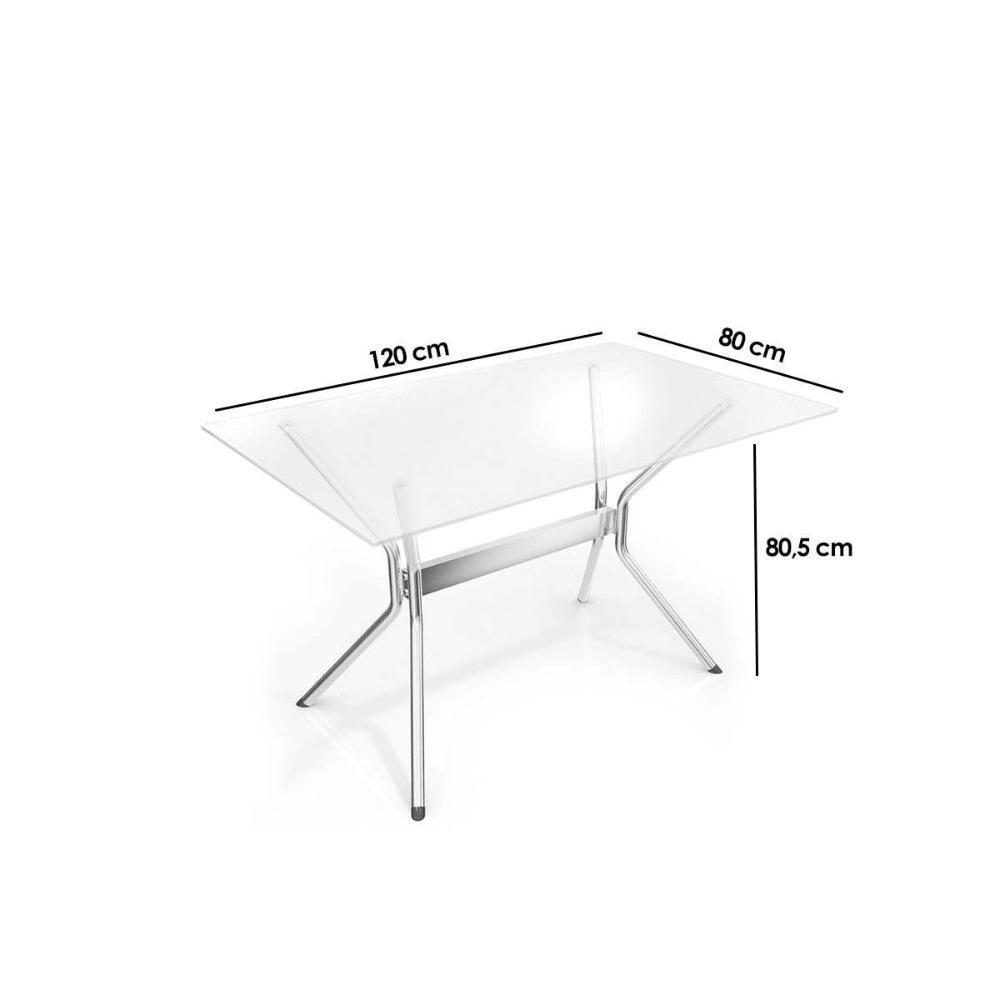 Conjunto Mesa Sala Jantar Loire Com Tampo De Vidro 120x80cm E 6 Cadeiras Amsterdã Cromada Preto Kappesberg - 4